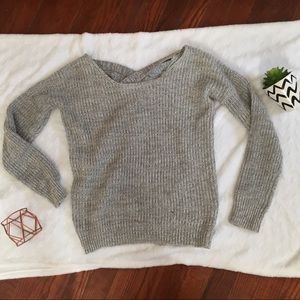 Poof Excellence Gray Sweater with back knit detail